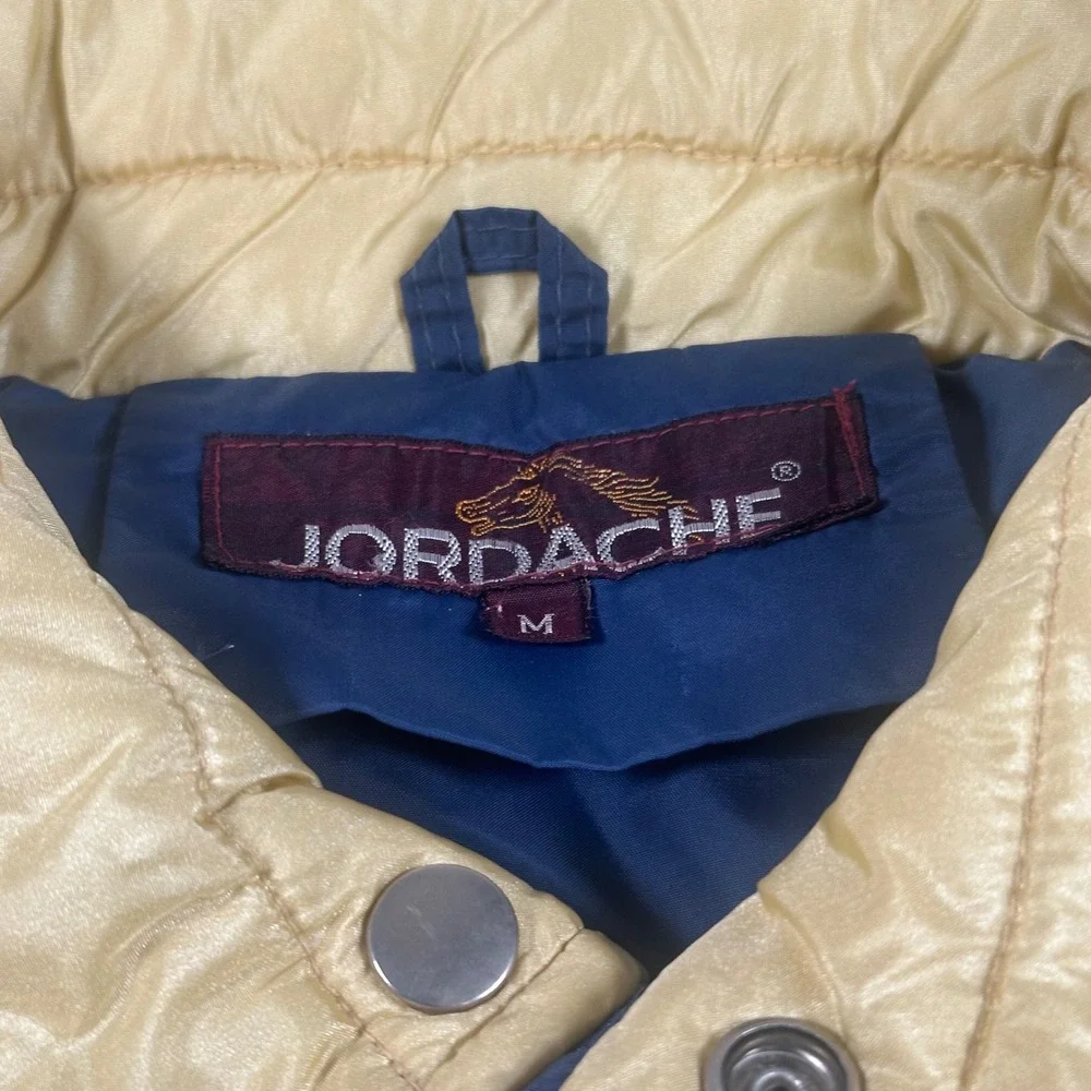 Vintage 70s 80s Jordache Canvas Puffer Vest Men's Medium Blue‎ Yellow